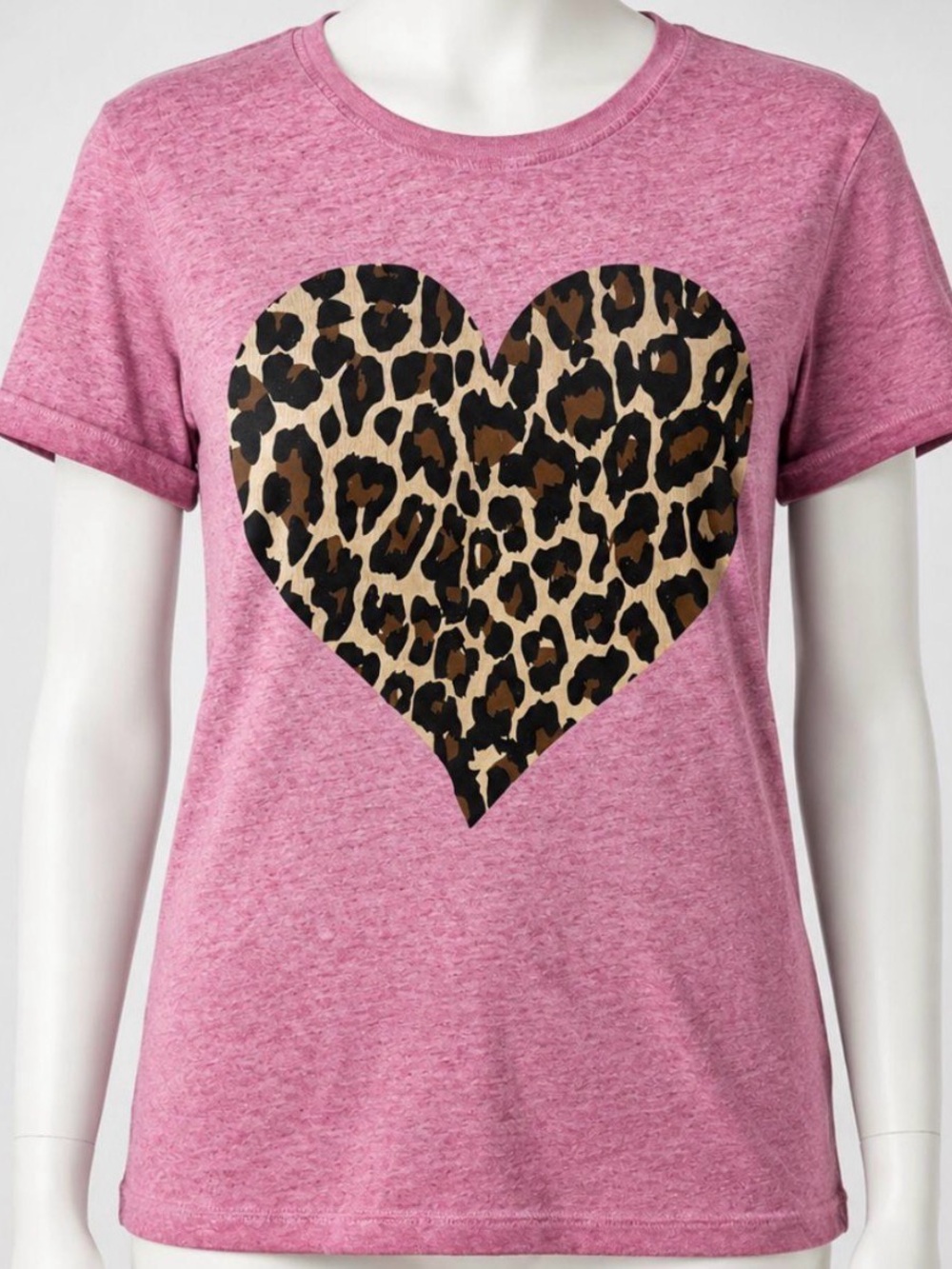 Heritage Pink Short-Sleeve Tee with Leopard Heart